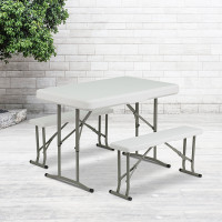 Flash Furniture DAD-YCZ-103-GG Plastic Folding Tableand Benches